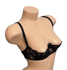 Empire Intimates Black Open Nipple Lace Sheer Nylon Underwire Bra 34A/B