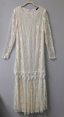 Vintage 80’s Mister Jay Cream Lace Drop Waist Maxi Dress M