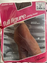 vintage pantyhose Full Figure Taupe XXL 54”hips Queen Size Nude Heel