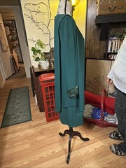 VINTAGE 1980s PATRA DRESS GREEN BEADS SEQUINS OVERLAY POLYESTER SIZE 12