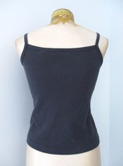 Vtg 90s Y2K Aeropostale navy 100% cotton tank top ice blue stripe ribbon strap M
