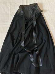 1880s Victorian Antique Black Mourning Gabardine Long Skirt Womens XXXS 20in