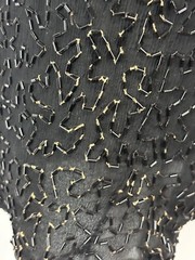 Vtg Stenay Beaded Silk Dress Sz 10 80’s Black Peacock Back Cutout Lined Short