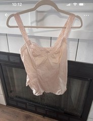 Vintage Olga Style# 925 Camisole Cami Lace Trim Straps Beige Nude Size Small