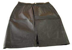VTG HANDMADE Black Skirt 100% Genuine Leather Back Zipper Vent Made in Argentina