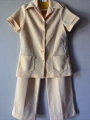 Beautiful Vintage Queen Casuals Yellow Pinstriped Women’s Suit S/M