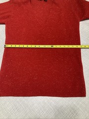 Vintage Jeanne Pierre Red Glitter Sweater Tunic 1980s Wool Blend V-Neck Small