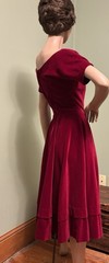 Vintage ANNE FOGARTY Margot Red Velvet Tiered/Fit & Flare DRESS 1950s