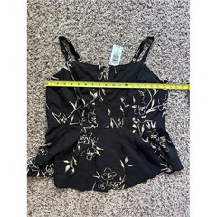Torrid Peplum Challis Cami Eloise Floral Deep Black Notched Cami Top Size 0 L 12