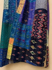 Vintage Silk Kantha Patchwork Robe Handmade Quilted Kimono Belted One Size