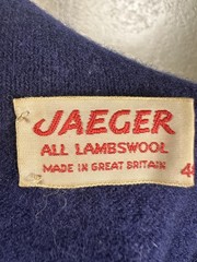 Vintage 1960s Ladies JAEGER Blue Lambswool Great Britain Blue Cardigan Sweater L