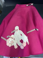 VINTAGE 1950’S FELT POODLE SKIRT Wool Capuchin Monkey Rare One Of A Kind Pink