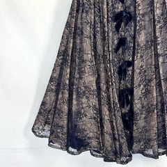 Vintage 1950s Navy Pink Floral Net Lace Tulle Halter Party Dress Velvet Bows