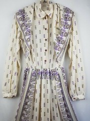 Vintage Marlys Dress Womens Size Small 1970s Floral Print Knit 2 Pc W/Scarf Midi