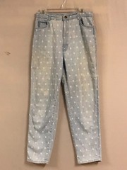Vintage DEE CEE Distressed Jeans Size 30W X 28 Inseam Embroidered Motif All Over
