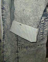 Vntg 80s Acid Wash TrenchCoat Denim Jacket Oversized Lrg By IZZI