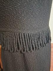 Vintage 1950s/1960s Mid-century Little Black Fringed Wiggle Cocktail Dress