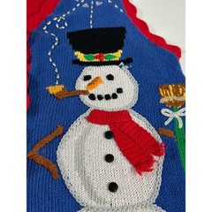 Vintage Eagles Eye Snowman Magic Hat Christmas Sweater Vest Small Red Blue
