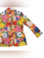 Vintage 70s Women’s Polyester Vibrant Floral Hippie Boho Blazer Size 17/18