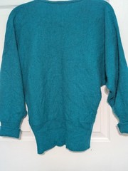 Vintage 80s Cedars Teal Lambswool Angora Sequin Embellished Sweater Womens Sz M
