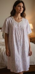 Vintage CHARACTER House Dress Robe Large Pink Multi Floral Sheersucker Button