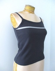 Vtg 90s Y2K Aeropostale navy 100% cotton tank top ice blue stripe ribbon strap M