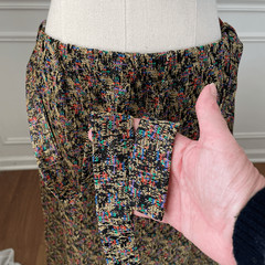 Vintage 70s Lurex Abstract A-Line Maxi Skirt Gold Black Red Blue Green Purple S