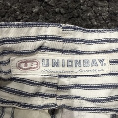 Vintage 90s Unionbay Blue White Striped Denim Shorts High Waisted Streetwear 5/6
