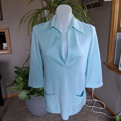 Vintage 70s Kimberly Mod Groovy Disco Knit Tunic Top Retro Coastal Grandmacore R