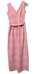 Vintage Women’s Toni Todd Pink Textured Sleeveless Formal Maxi Dress With Belt