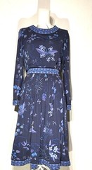 AVERARDO BESSI maxi dress vintage 1970s Blue Tones silk Floral print gown 12