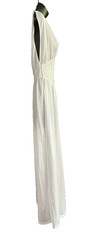 Vtg White Nylon Stretch Lace Nightgown Long Plunge Bridal Goddess Lady Ronte M