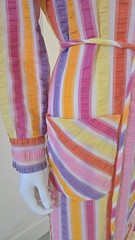 VTG 60s 70s Dynasty Psychedelic Mod Maxi Striped House Dress Robe Beach Coverup