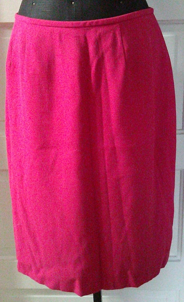 90’s KASPER Bright Pink Back Closure Lined Rayon Pencil Skirt 10P