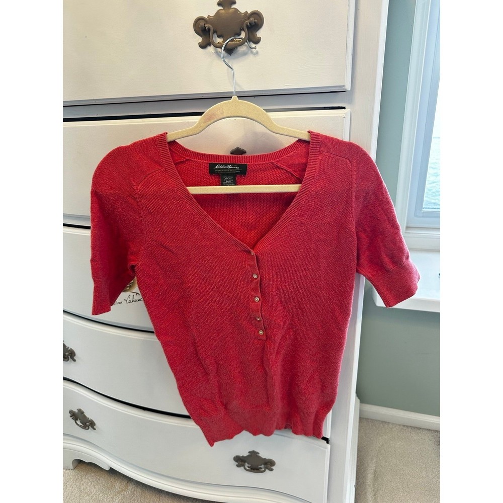 Eddie Bauer womens short sleeve sweater vintage size small