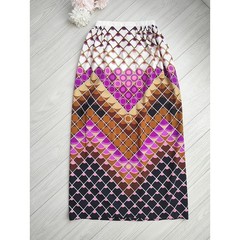 60s-70s Mod Psychedelic Maxi Skirt Purple Geometric Diamond Print Vintage Boho M
