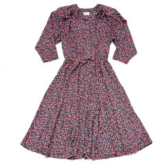 Vintage 80s Stuart Alan Petites Multicolor Floral Vines Retro Prairie Dress 10P
