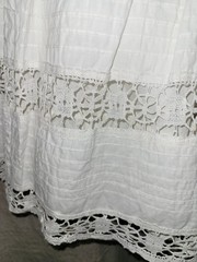 Antique Edwardian Cotton Pintucked Cluny Lace Petticoat S/M