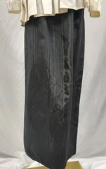 80s Vintage Moire Dress Taffeta Black White Peplum Drop Waist Maxi Button Back S