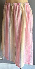 Vintage 1970 Skirt Elastic Waist Sze 16/18 Pastel Stripe Print Semi Sheer Fabric