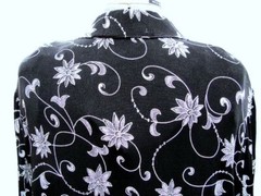 Black Embroidered Blouse Set Silver Floral Vtg Onyx Nite Wendye Chaitin Size L