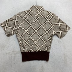 Fruit of the Loom Shaggy Shirt Women M Brown Geometric Knit Banded Waist Vintage