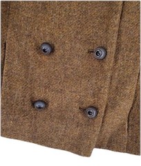 Vtg 50s Peacoat Blazer Crop Wool Tweed 42 EU Brown Austria Handmade Preppy READ