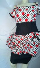 VTG 80S 90S WOMENS POLKA DOT LOUD RETRO NEW WAVE WIGGLE DRESS