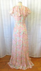 Vintage 1970s Maxi Dress by Camela Gown Semi Sheer Cape Capelet 36 37 M Wings
