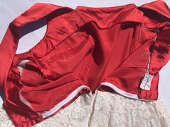 1950s Vtg Johnathan Logan Party Prom Fit Flare Red Dress White Lace Crinoline M