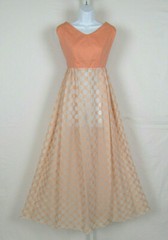 VTG 1960s SUSAN THOMAS DRESS ORANGE CREAM PEACH COTTON POLY NYLON POLKA DOTS