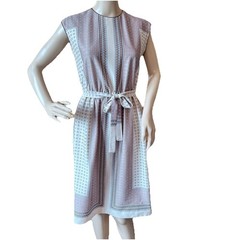 Vintage 60s Dress S Mod Brown Tan Secretary Mod Belt Mid Century Modern