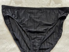 Vtg WARNER’S Unmentionables 01677 Polyester Striped 9/2XL Black Brief Panties