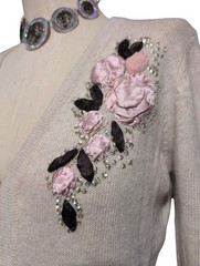 Vintage Karen Kane Cashmere Blend Cardigan Dress Casual Career Travel Floral Lg